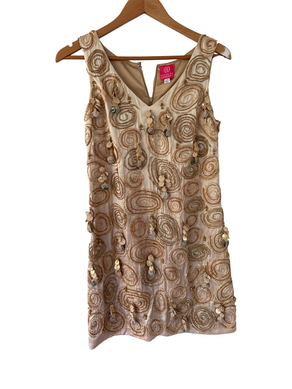 Douglas Hannant cocktail dress w beads. Silk
